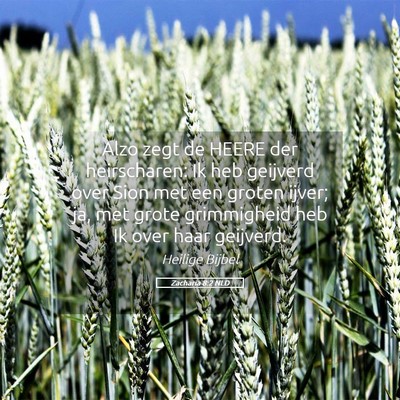 Picture 05 - Zacharia 8:2 NLD - Alzo zegt de HEERE der heirscharen: Ik heb - Bible Verse Picture