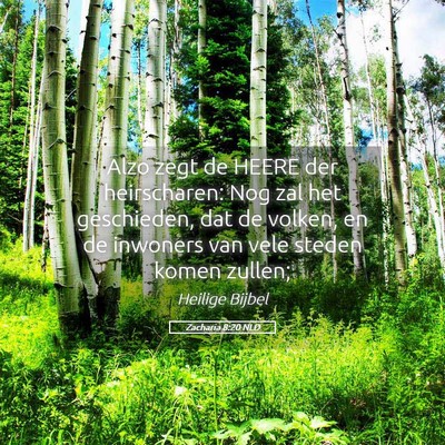Picture 05 - Zacharia 8:20 NLD - Alzo zegt de HEERE der heirscharen: Nog zal het - Bible Verse Picture