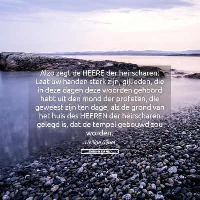 Picture 05 - Zacharia 8:9 NLD - Alzo zegt de HEERE der heirscharen: Laat uw - Bible Verse Picture