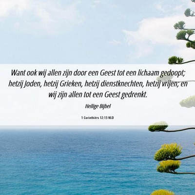Picture 06 - 1 Corinthiërs 12:13 NLD - Want ook wij allen zijn door een Geest tot een - Bible Verse Picture