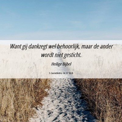 Picture 06 - 1 Corinthiërs 14:17 NLD - Want gij dankzegt wel behoorlijk, maar de ander - Bible Verse Picture