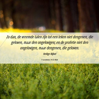 Picture 06 - 1 Corinthiërs 14:22 NLD - Zo dan, de vreemde talen zijn tot een teken niet - Bible Verse Picture