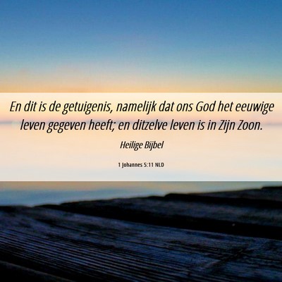 Picture 06 - 1 Johannes 5:11 NLD - En dit is de getuigenis, namelijk dat ons God het - Bible Verse Picture