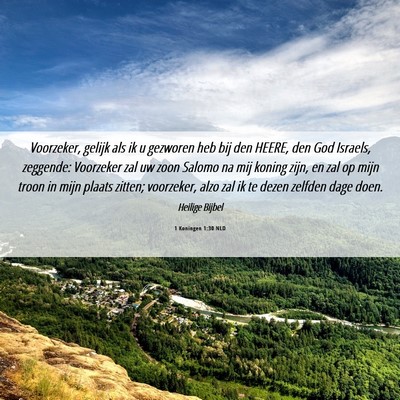 Picture 06 - 1 Koningen 1:30 NLD - Voorzeker, gelijk als ik u gezworen heb bij den - Bible Verse Picture