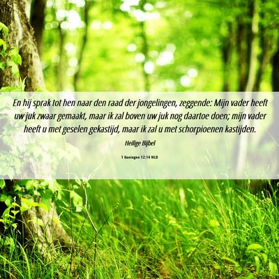 Picture 06 - 1 Koningen 12:14 NLD - En hij sprak tot hen naar den raad der - Bible Verse Picture