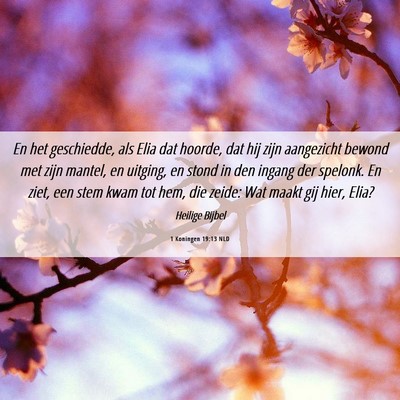 Picture 06 - 1 Koningen 19:13 NLD - En het geschiedde, als Elia dat hoorde, dat hij - Bible Verse Picture