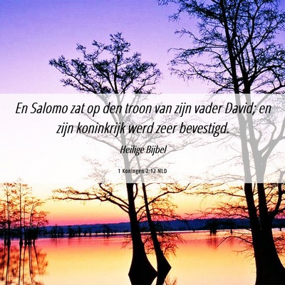 Picture 06 - 1 Koningen 2:12 NLD - En Salomo zat op den troon van zijn vader David; - Bible Verse Picture