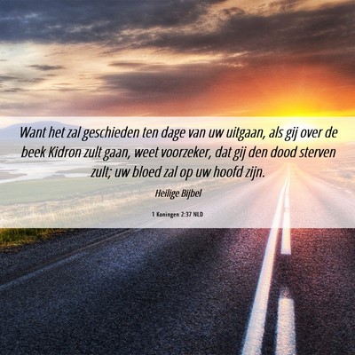 Picture 06 - 1 Koningen 2:37 NLD - Want het zal geschieden ten dage van uw uitgaan, - Bible Verse Picture
