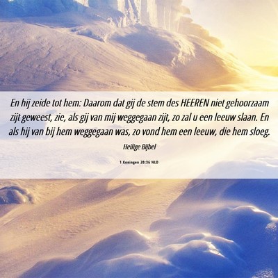 Picture 06 - 1 Koningen 20:36 NLD - En hij zeide tot hem: Daarom dat gij de stem des - Bible Verse Picture