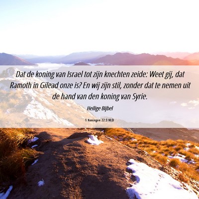 Picture 06 - 1 Koningen 22:3 NLD - Dat de koning van Israel tot zijn knechten zeide: - Bible Verse Picture