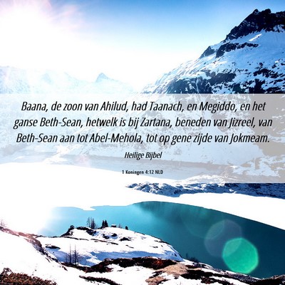 Picture 06 - 1 Koningen 4:12 NLD - Baana, de zoon van Ahilud, had Taanach, en - Bible Verse Picture