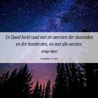 Picture 06 - 1 Kronieken 13:1 NLD - En David hield raad met de oversten der duizenden - Bible Verse Picture