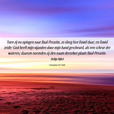 Picture 06 - 1 Kronieken 14:11 NLD - Toen zij nu optogen naar Baal-Perazim, zo sloeg - Bible Verse Picture