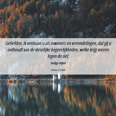 Picture 06 - 1 Petrus 2:11 NLD - Geliefden, ik vermaan u als inwoners en - Bible Verse Picture