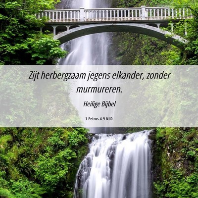 Picture 06 - 1 Petrus 4:9 NLD - Zijt herbergzaam jegens elkander, zonder - Bible Verse Picture