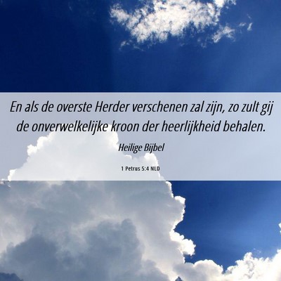 Picture 06 - 1 Petrus 5:4 NLD - En als de overste Herder verschenen zal zijn, zo - Bible Verse Picture