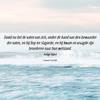 Picture 06 - 1 Samuël 17:22 NLD - David nu liet de vaten van zich, onder de hand - Bible Verse Picture