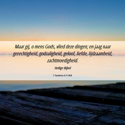 Picture 06 - 1 Timotheüs 6:11 NLD - Maar gij, o mens Gods, vlied deze dingen; en jaag - Bible Verse Picture