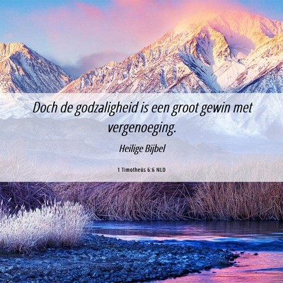 Picture 06 - 1 Timotheüs 6:6 NLD - Doch de godzaligheid is een groot gewin met - Bible Verse Picture