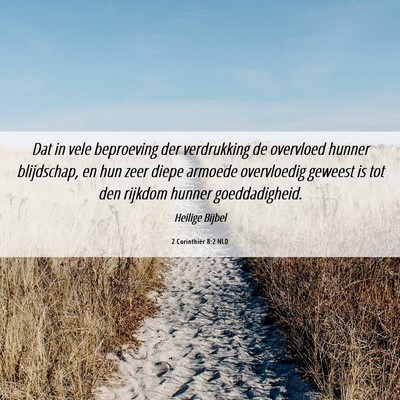 Picture 06 - 2 Corinthiër 8:2 NLD - Dat in vele beproeving der verdrukking de - Bible Verse Picture