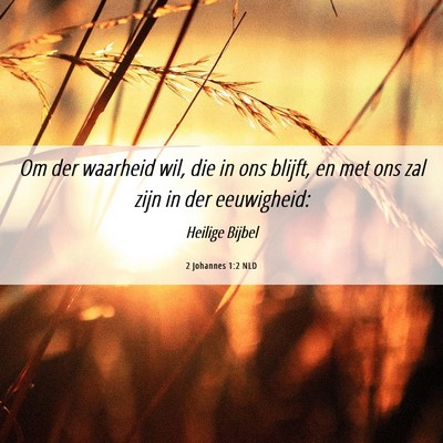 Picture 06 - 2 Johannes 1:2 NLD - Om der waarheid wil, die in ons blijft, en met - Bible Verse Picture