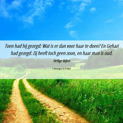 Picture 06 - 2 Koningen 4:14 NLD - Toen had hij gezegd: Wat is er dan voor haar te - Bible Verse Picture