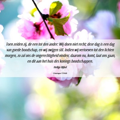 Picture 06 - 2 Koningen 7:9 NLD - Toen zeiden zij, de een tot den ander: Wij doen - Bible Verse Picture