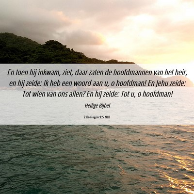 Picture 06 - 2 Koningen 9:5 NLD - En toen hij inkwam, ziet, daar zaten de - Bible Verse Picture