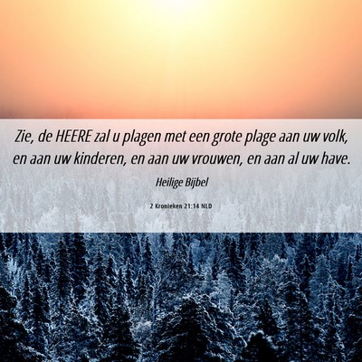 Picture 06 - 2 Kronieken 21:14 NLD - Zie, de HEERE zal u plagen met een grote plage - Bible Verse Picture