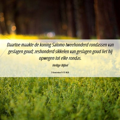 Picture 06 - 2 Kronieken 9:15 NLD - Daartoe maakte de koning Salomo tweehonderd - Bible Verse Picture