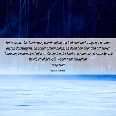 Picture 06 - 2 Samuël 12:31 NLD - Het volk nu, dat daarin was, voerde hij uit, en - Bible Verse Picture