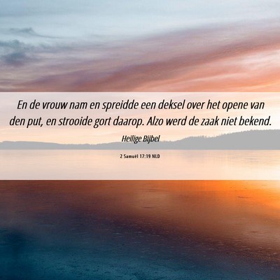 Picture 06 - 2 Samuël 17:19 NLD - En de vrouw nam en spreidde een deksel over het - Bible Verse Picture