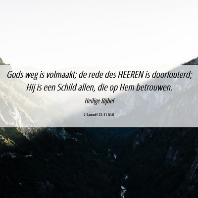 Picture 06 - 2 Samuël 22:31 NLD - Gods weg is volmaakt; de rede des HEEREN is - Bible Verse Picture