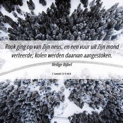 Picture 06 - 2 Samuël 22:9 NLD - Rook ging op van Zijn neus, en een vuur uit Zijn - Bible Verse Picture