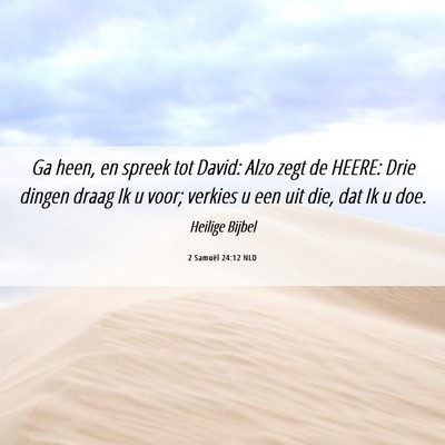Picture 06 - 2 Samuël 24:12 NLD - Ga heen, en spreek tot David: Alzo zegt de HEERE: - Bible Verse Picture