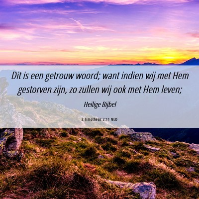 Picture 06 - 2 Timotheüs 2:11 NLD - Dit is een getrouw woord; want indien wij met Hem - Bible Verse Picture