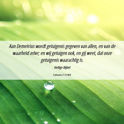 Picture 06 - 3 Johannes 1:12 NLD - Aan Demetrius wordt getuigenis gegeven van allen, - Bible Verse Picture