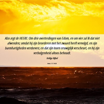 Picture 06 - Amos 1:11 NLD - Alzo zegt de HEERE: Om drie overtredingen van - Bible Verse Picture