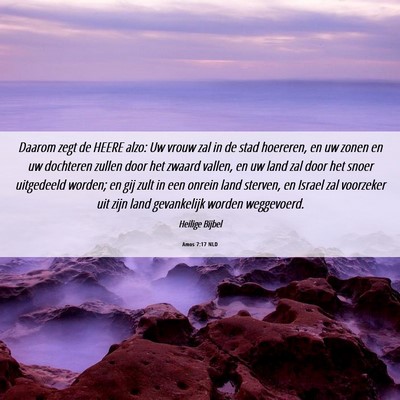Picture 06 - Amos 7:17 NLD - Daarom zegt de HEERE alzo: Uw vrouw zal in de - Bible Verse Picture