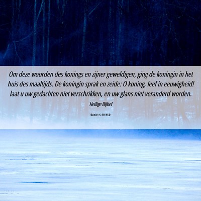Picture 06 - Daniël 5:10 NLD - Om deze woorden des konings en zijner geweldigen, - Bible Verse Picture
