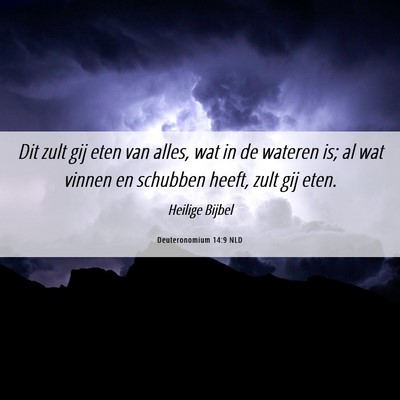 Picture 06 - Deuteronomium 14:9 NLD - Dit zult gij eten van alles, wat in de wateren - Bible Verse Picture