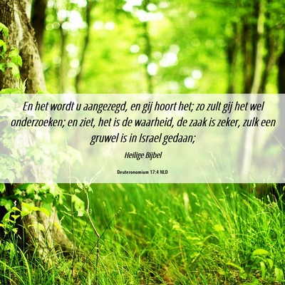 Picture 06 - Deuteronomium 17:4 NLD - En het wordt u aangezegd, en gij hoort het; zo - Bible Verse Picture