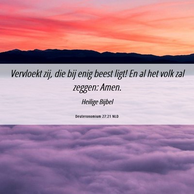 Picture 06 - Deuteronomium 27:21 NLD - Vervloekt zij, die bij enig beest ligt! En al het - Bible Verse Picture
