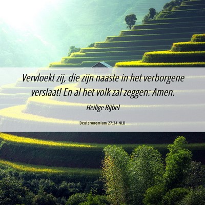 Picture 06 - Deuteronomium 27:24 NLD - Vervloekt zij, die zijn naaste in het verborgene - Bible Verse Picture