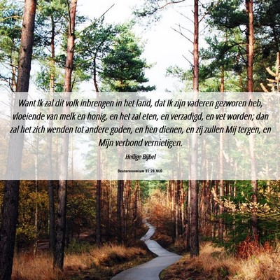 Picture 06 - Deuteronomium 31:20 NLD - Want Ik zal dit volk inbrengen in het land, dat - Bible Verse Picture