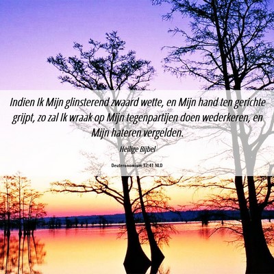 Picture 06 - Deuteronomium 32:41 NLD - Indien Ik Mijn glinsterend zwaard wette, en Mijn - Bible Verse Picture