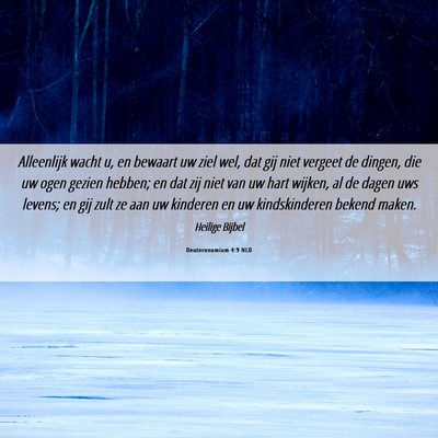 Picture 06 - Deuteronomium 4:9 NLD - Alleenlijk wacht u, en bewaart uw ziel wel, dat - Bible Verse Picture