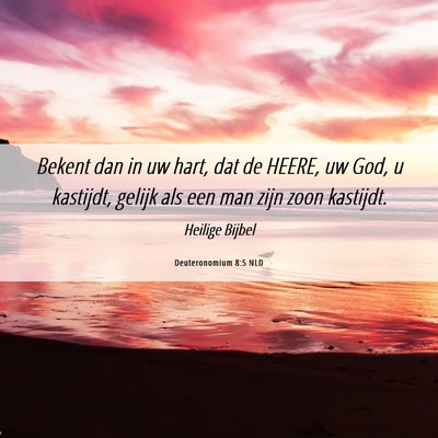 Picture 06 - Deuteronomium 8:5 NLD - Bekent dan in uw hart, dat de HEERE, uw God, u - Bible Verse Picture