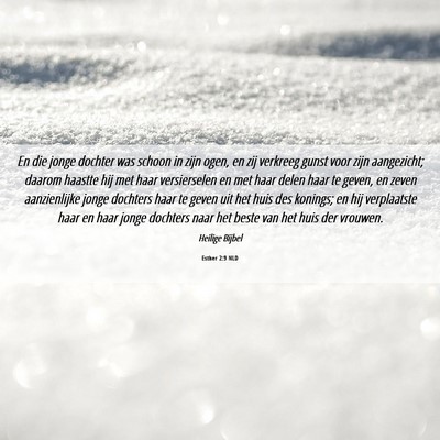 Picture 06 - Esther 2:9 NLD - En die jonge dochter was schoon in zijn ogen, en - Bible Verse Picture
