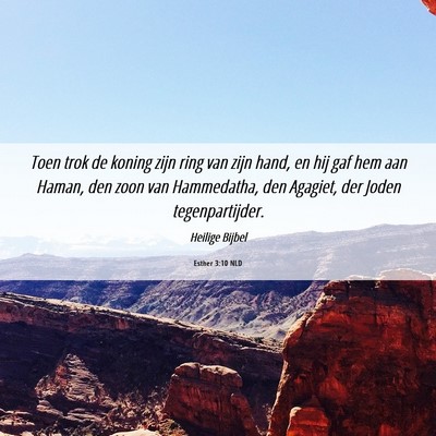 Picture 06 - Esther 3:10 NLD - Toen trok de koning zijn ring van zijn hand, en - Bible Verse Picture
